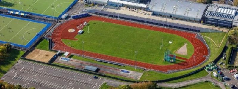 Overhead shot of outdoor sports facilities at the University of Bath